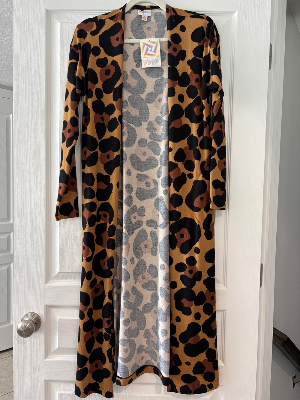LuLaRoe Long Leopard-Print Duster in Brown, Black & Tan
